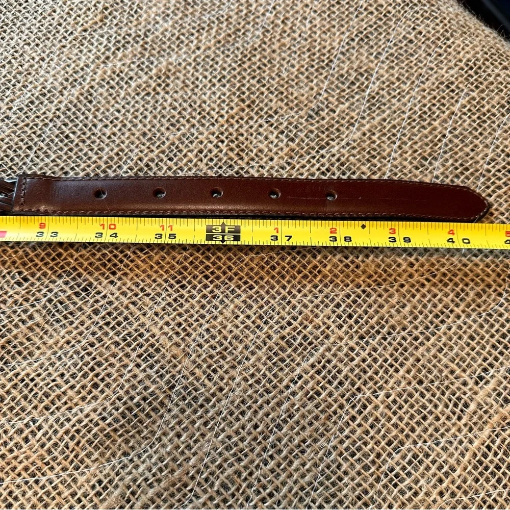 Brown Braided Leather Belt with Gold Buckle Smooth End Pieces Like New Condition